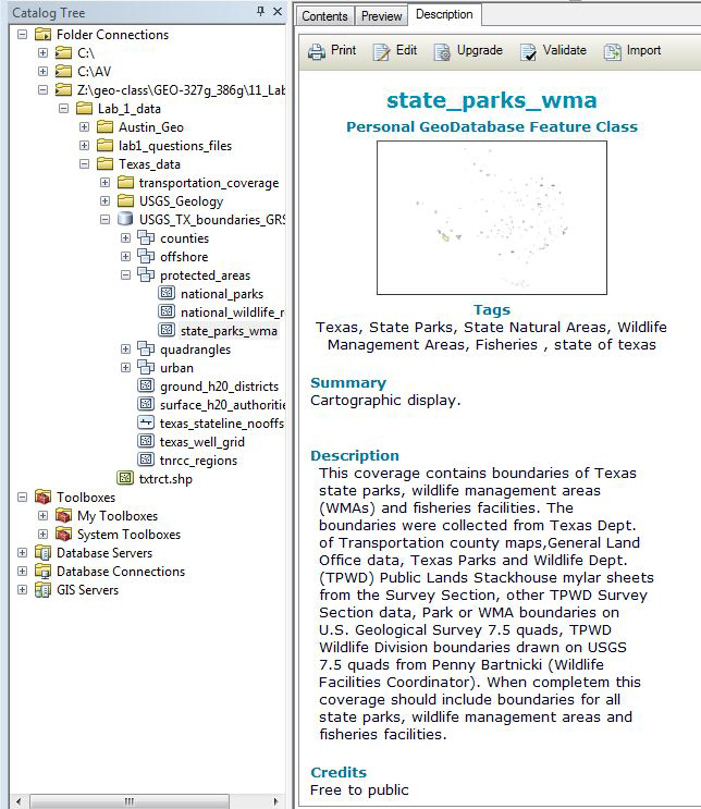Metadata viewed in ArcCatalog