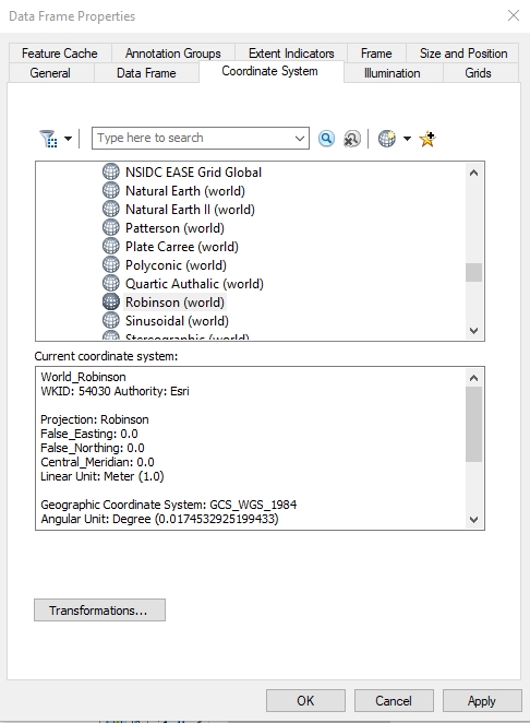 data frame projection