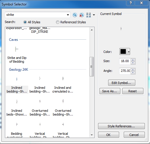 Symbol selector showing "strike" search