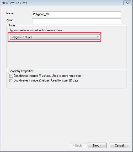 Create feature - polygon