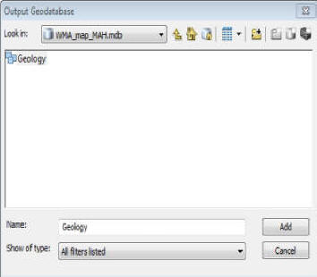 Geology feature dataset selected