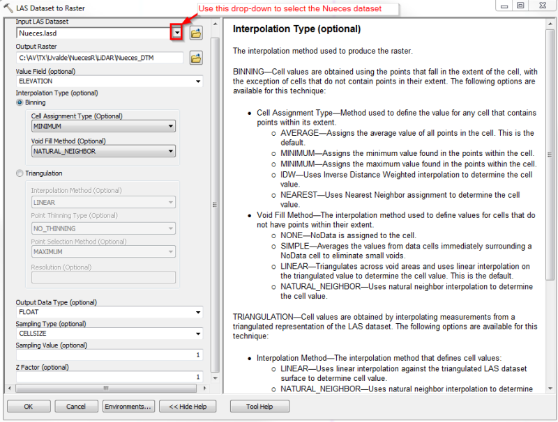 LAS to raster tool
