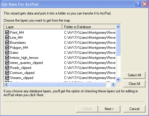 Get data for ArcPad GUI