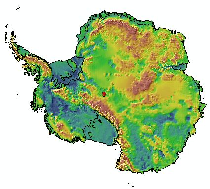 Clipped bedrock elevations, with hillshade beneath