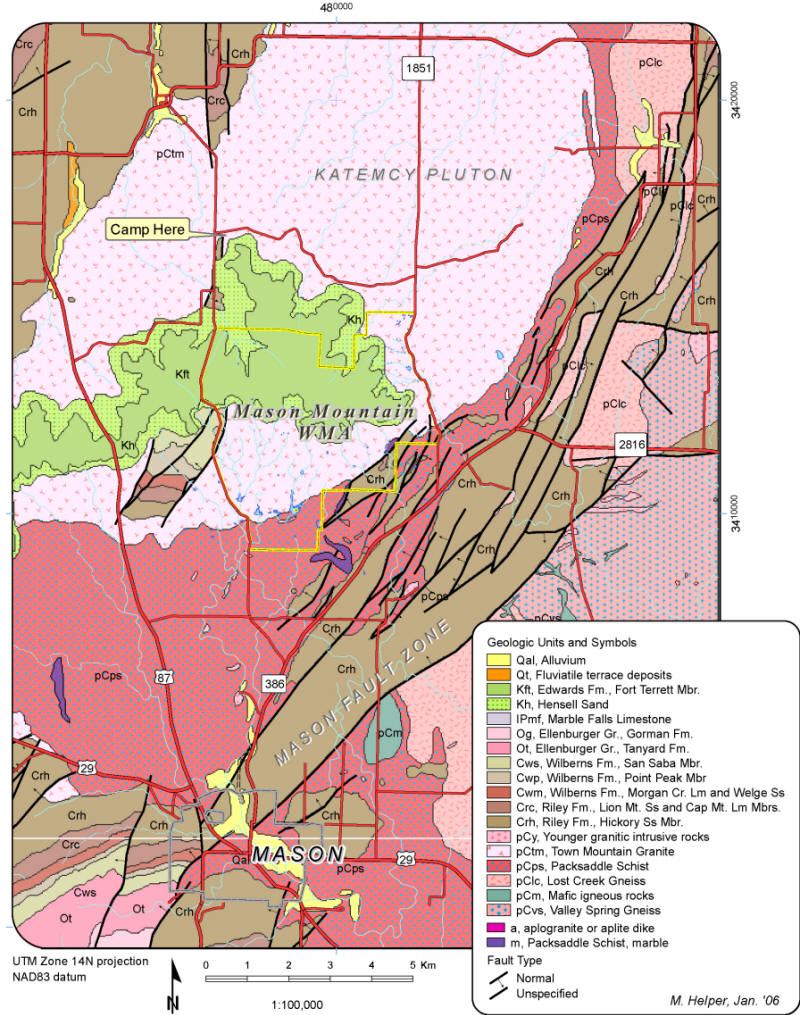 Geology of the WMA and surrounding region