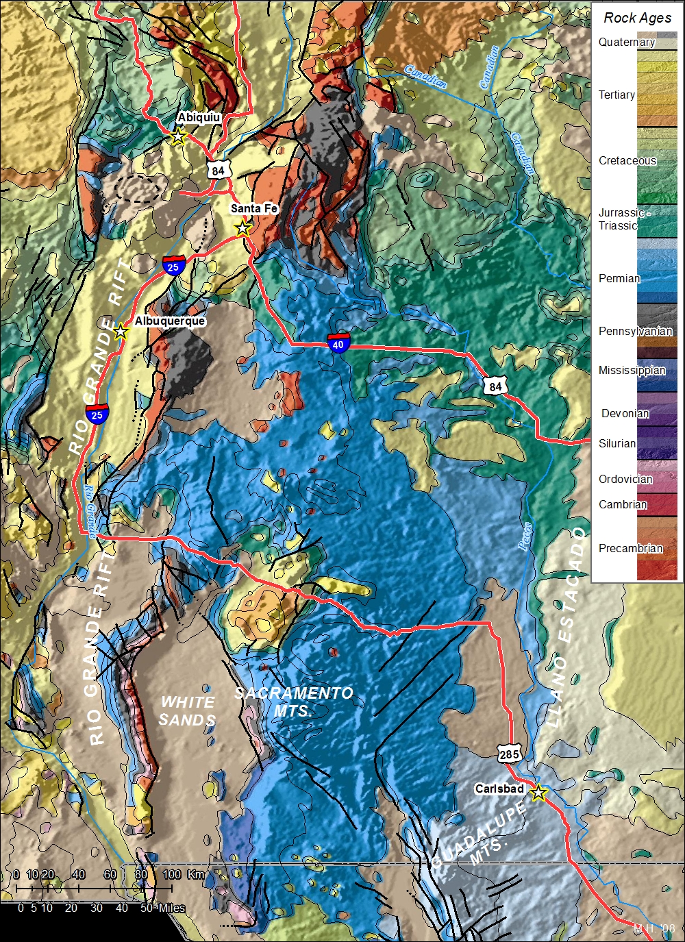 Route Map, Carlsbad to Abiquiu, NM