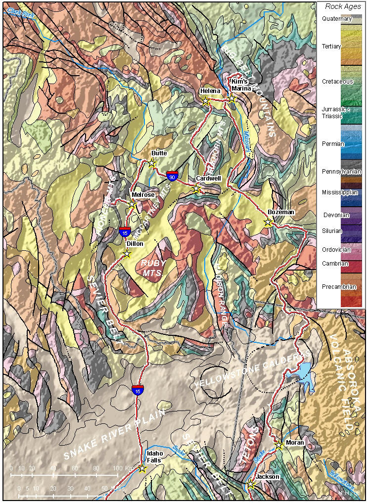 Route Map, Yellowstone to Helena